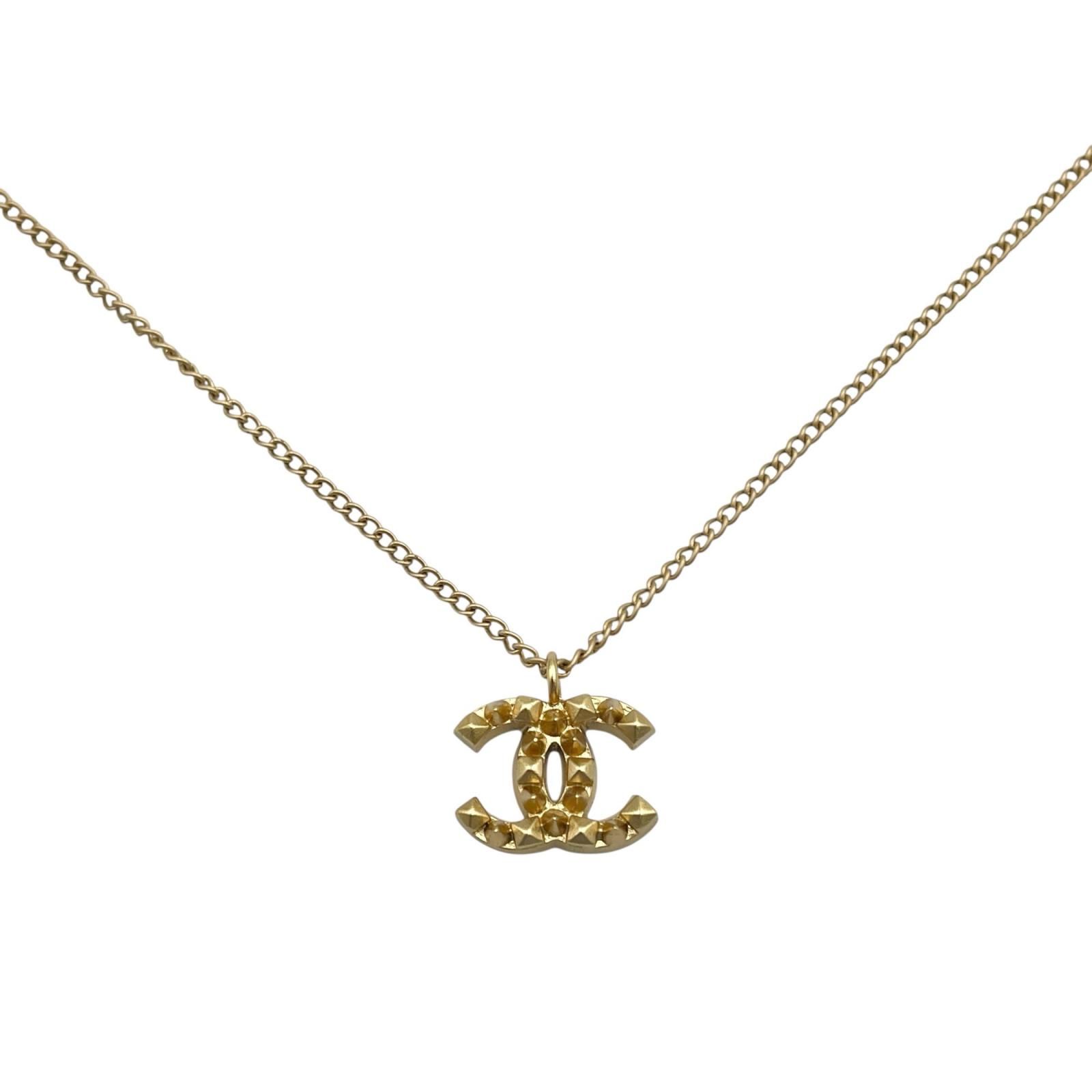 シャネル CHANEL ネックレス ココマーク スタッズ GP ゴールド メンズ 