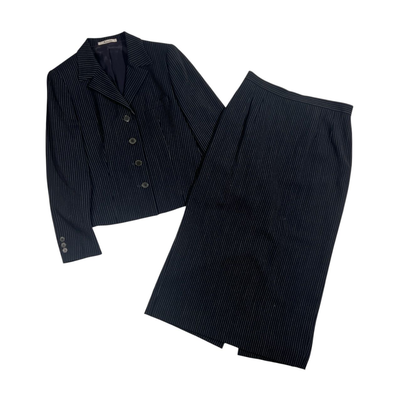 上下 Aquascutum アクアスキュータム ストライプ ジャケット スカート