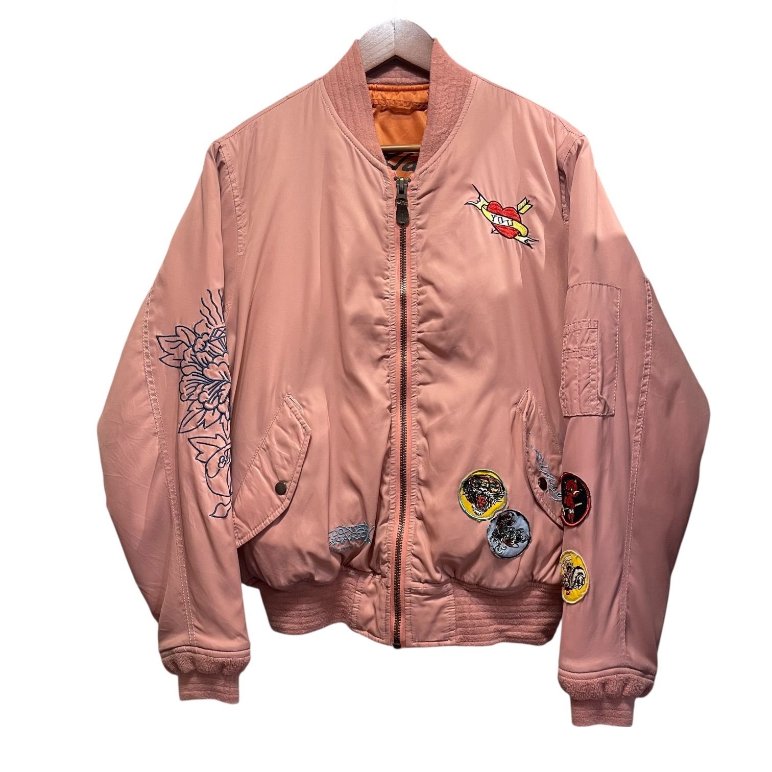 Ed.Hardy MA-1 Bomber Jacket ピンク M エドハーディ ma1 ボンバー