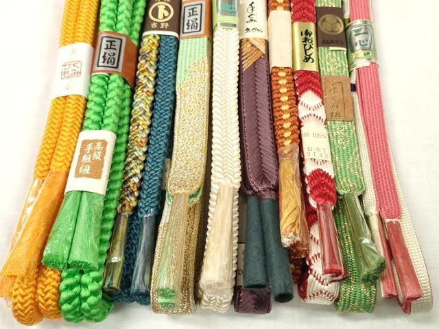 平和屋着物●和装小物　帯締め10本セット　手組紐　高麗組　金糸　美保姿本舗　逸品　未使用　DABC1028zzz 平和屋着物○和装小物 帯締め10本セット 手組紐 高麗組 金糸 美保姿