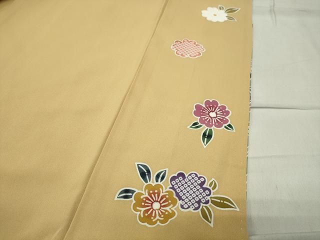 平和屋着物●上質な小紋　藍　更紗花唐草文　正絹　逸品　AABH7172cs 平和屋本店○極上 前田仁仙 仁仙更紗 小紋 鳳凰花唐草文 逸品