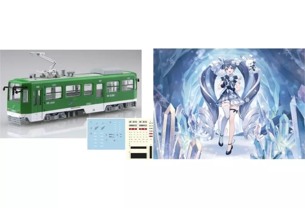 [Used] Plastic Model 1/150 Snow Miku Densha 2025 Version (with 3300 Type for Standard Colors) 2 Car Set “Snow Miku Densha Series No. 14” [91038]