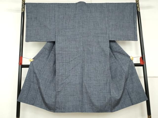 平和屋着物●男性　結城紬　色無地　青藍色　高島屋扱い　正絹　逸品　AABG3624cs 平和屋着物○男性 結城紬 色無地 青藍色 高島屋扱い 正絹 逸品 AABG3624cs