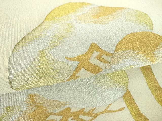 平和屋着物●爪掻き本綴れ　八寸名古屋帯　老松　金銀糸　三越扱い　正絹　逸品　DABB4868ps 平和屋着物○爪掻き本綴れ 八寸名古屋帯 老松 金銀糸 三越扱い 正絹