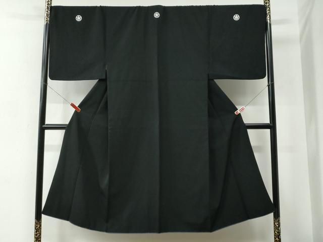 平和屋着物●男性 黒紋付 正絹 逸品 CABC6982yc