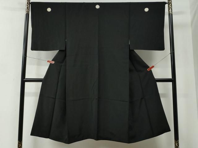 平和屋着物●男性　黒紋付　正絹　逸品　CABC6983yc