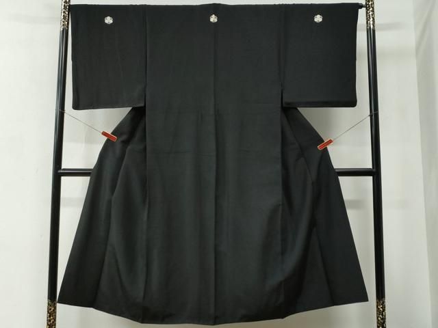 平和屋着物●男性 黒紋付 正絹 逸品 CABC6984yc