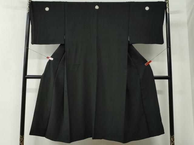 平和屋着物●男性　黒紋付　正絹　逸品　CABC6989yc