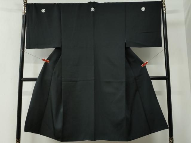 平和屋着物●男性　黒紋付　正絹　逸品　CABC6990yc