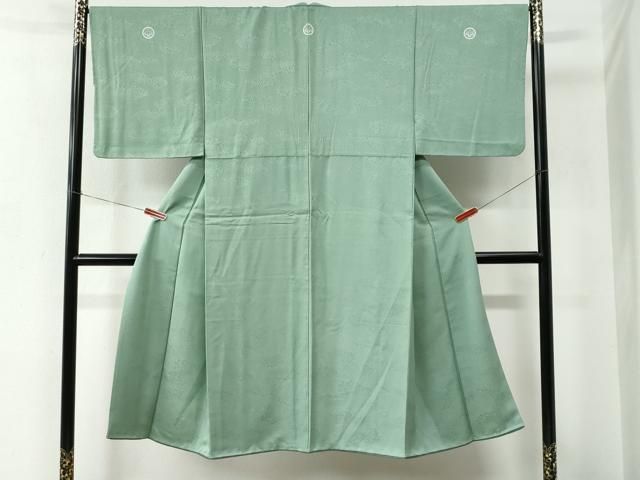 平和屋着物●男性 色紋付 霞地紋 裏葉柳色 正絹 逸品 CABC7071yc