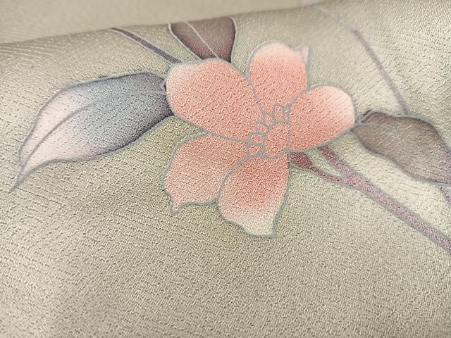 平和屋着物●極上　撫松庵　小紋　花丸文　白橡色地　洗える着物　逸品　未使用　CYAA4952s6 平和屋着物∴極上 夏物 撫松庵 小紋・浴衣兼用 セオアルファ 矢羽間道