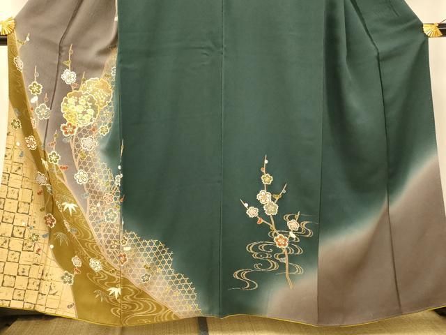 平和屋着物□中国三大刺繍 スワトウ刺繍 汕頭刺繍 訪問着 雪輪枝梅文