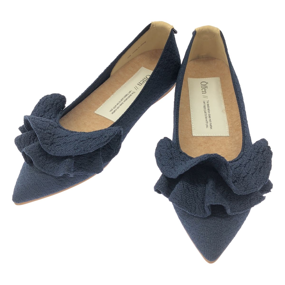 offen オッフェン pointed-FRIN ポインテッドフリルフラットシューズ