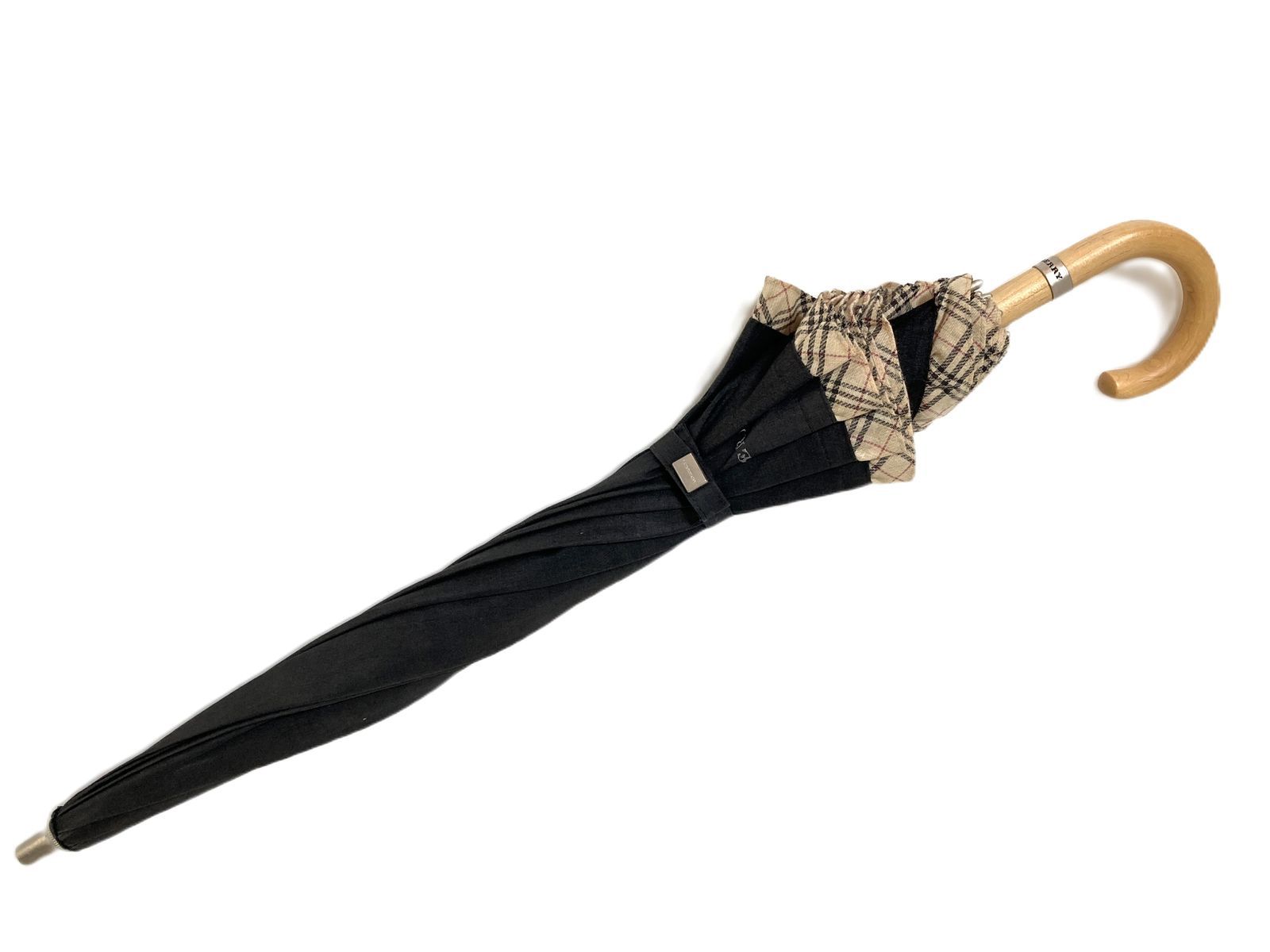 バーバリー BURBERRY 日傘 雨傘 晴雨兼用 長傘 黒 ノバチェック レース