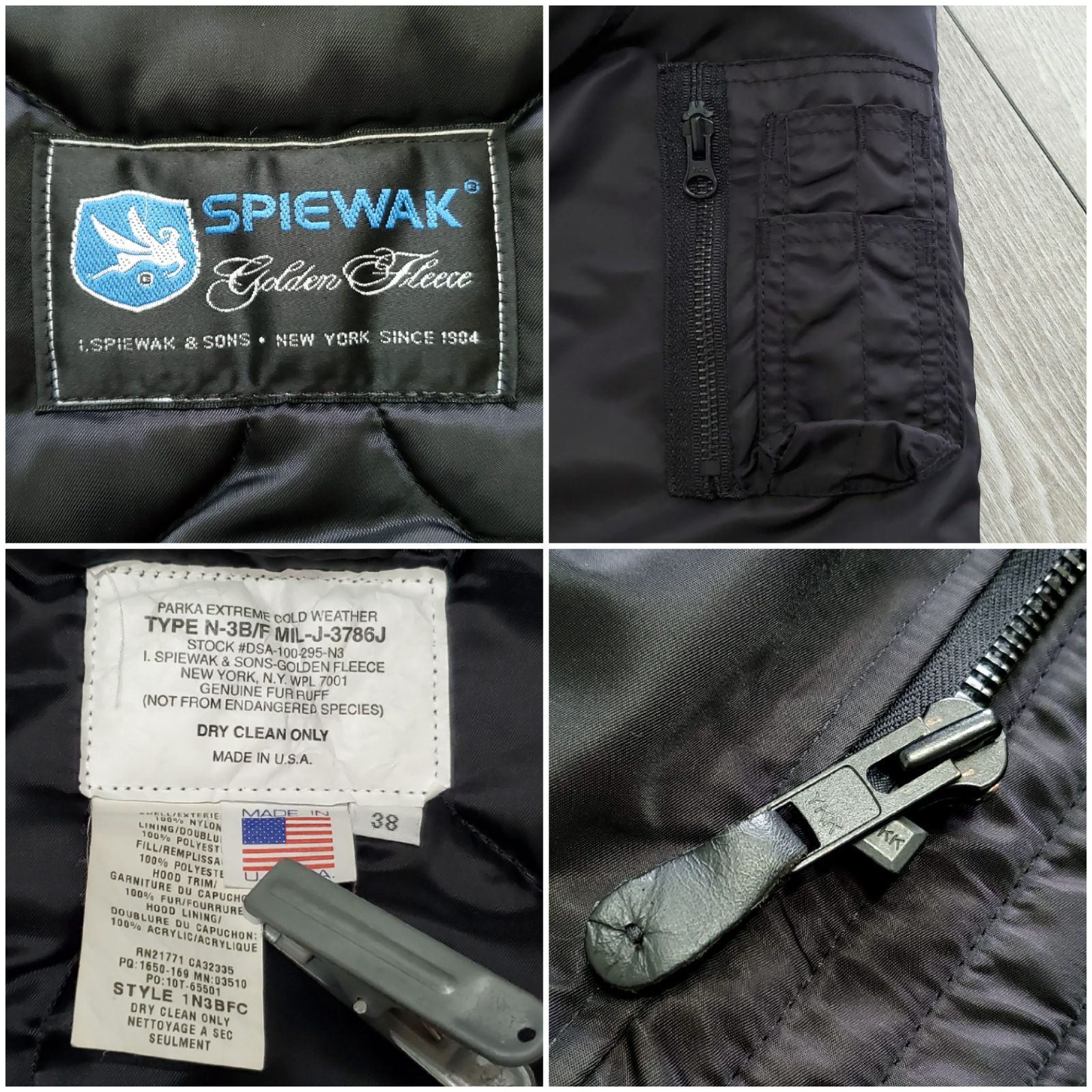 SPIEWAKスピワック□良品 2010s USA製 N-3B フライトジャケット 38 黒 