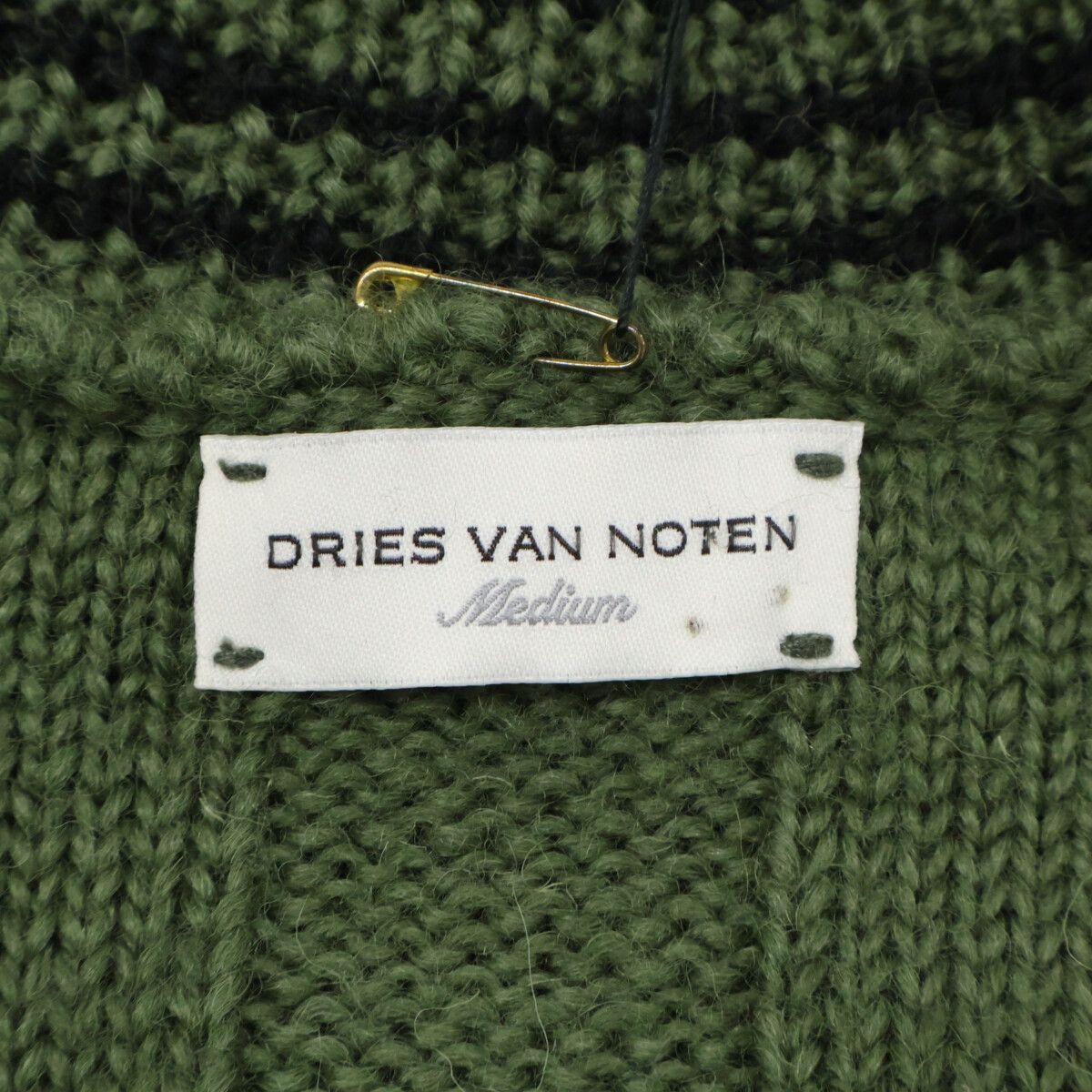 DRIES VAN NOTEN ドリスヴァンノッテン ｶｰｷ×ﾌﾞﾗｯｸ ｳｰﾙ Vﾈｯｸ ｹｰﾌﾞﾙﾆｯﾄ