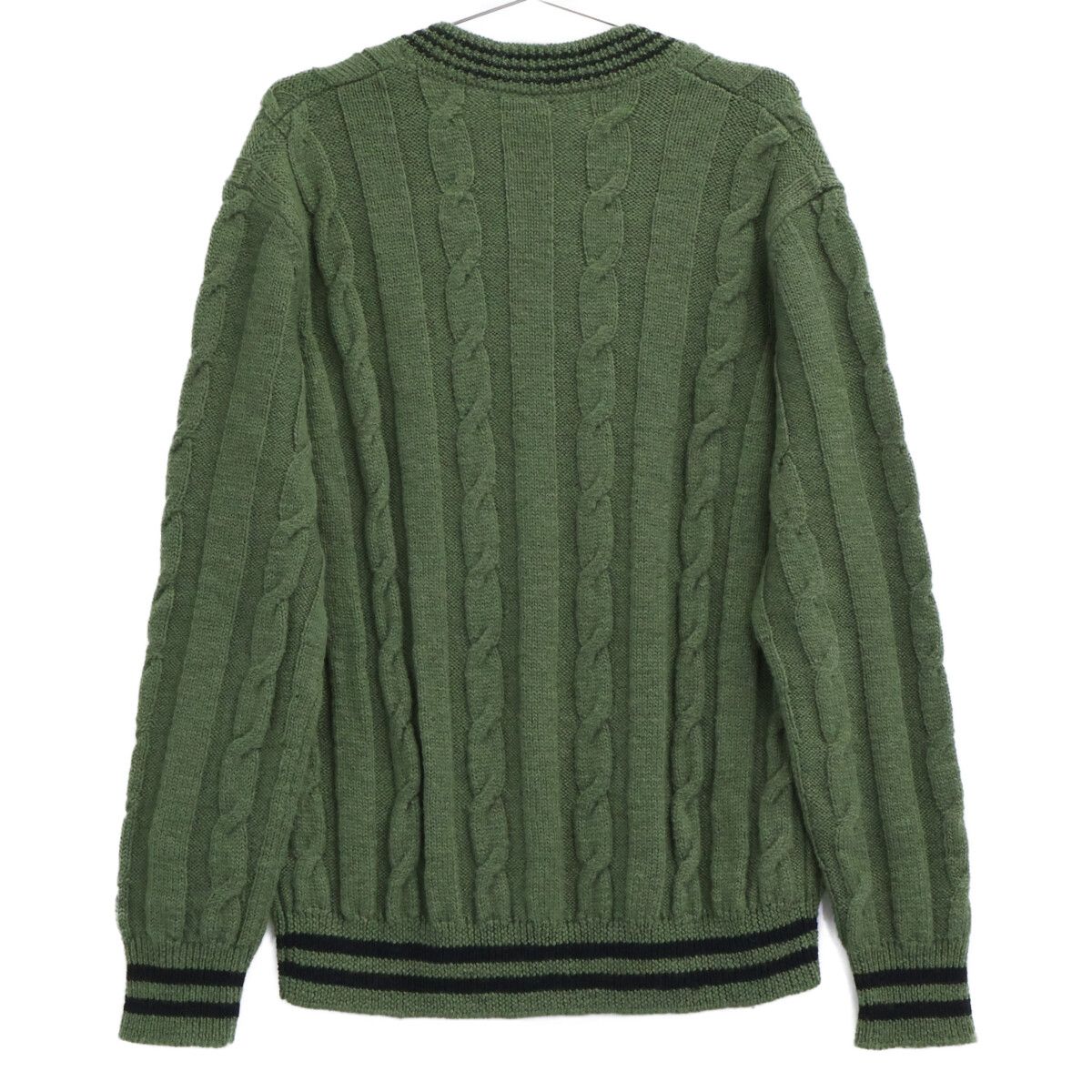 DRIES VAN NOTEN ドリスヴァンノッテン ｶｰｷ×ﾌﾞﾗｯｸ ｳｰﾙ Vﾈｯｸ ｹｰﾌﾞﾙﾆｯﾄ