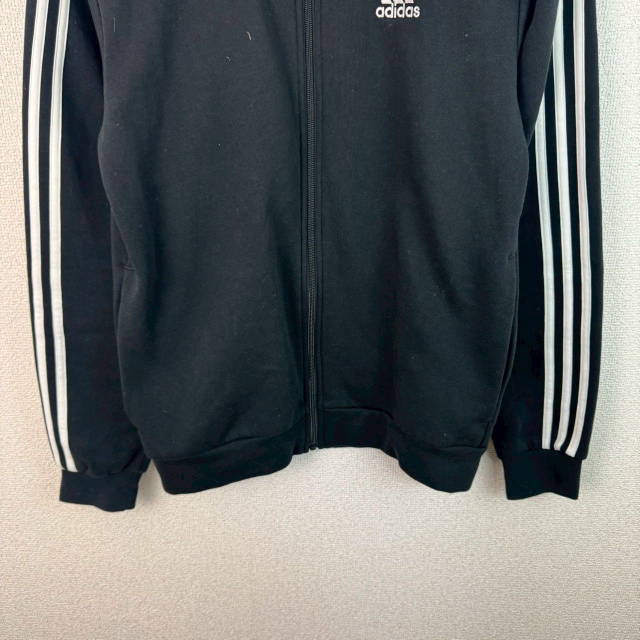 adidas アディダス トラックジャケット ジャージ ロゴ刺繍 ブラック S 