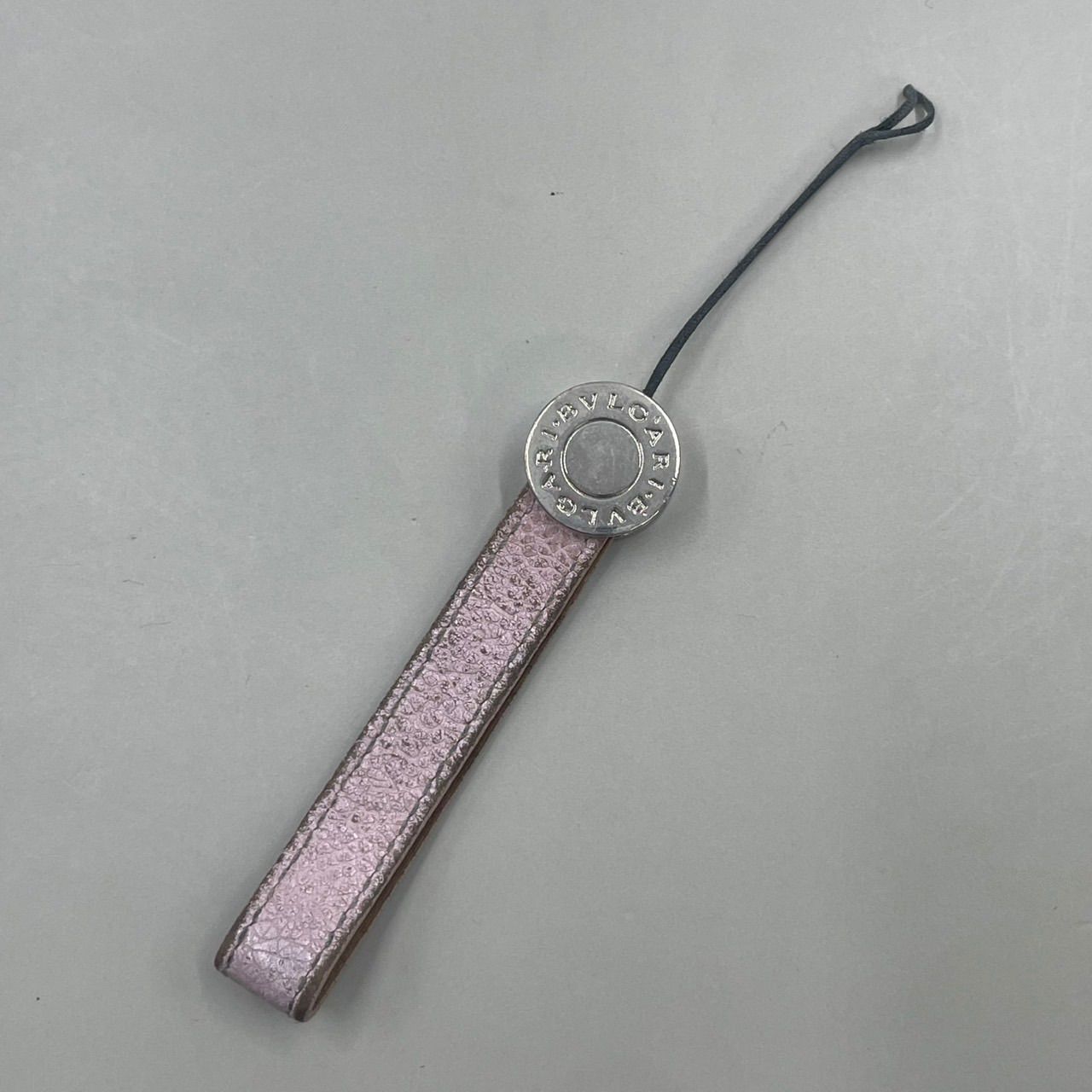 良品 BVLGARI ブルガリ ストラップ キーホルダー ゼロワン ロゴ レザー