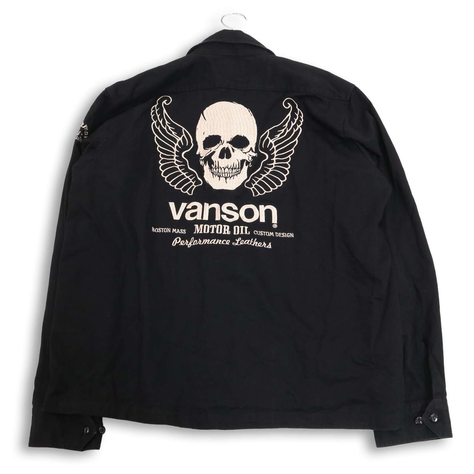 VANSON バンソン 通年 ロゴ&スカル刺繍☆ 長袖 ワーク シャツ 