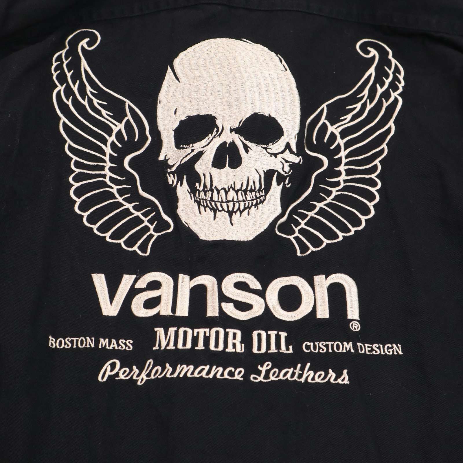 VANSON バンソン 通年 ロゴ&スカル刺繍☆ 長袖 ワーク シャツ 