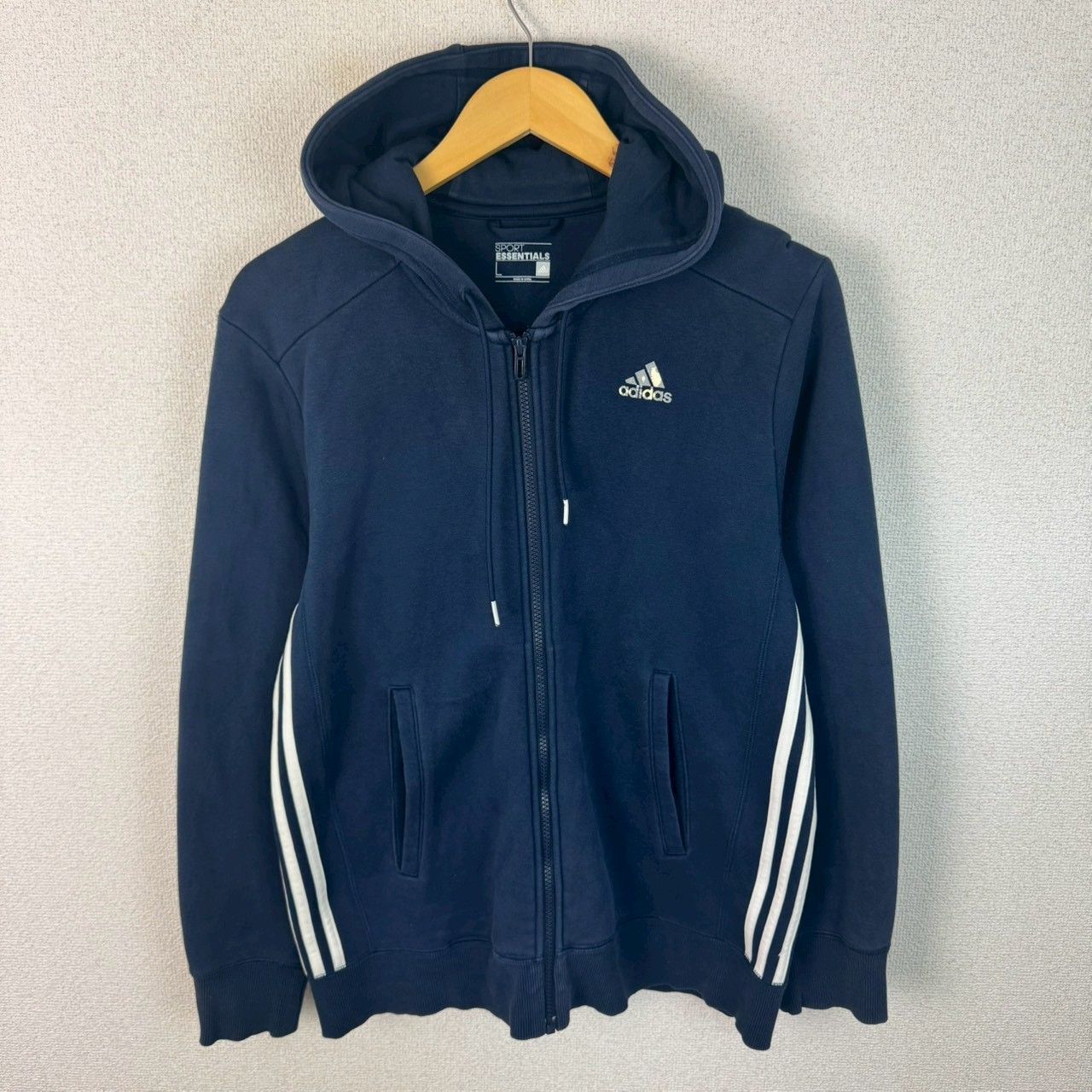adidas アディダス フルジップ スウェット パーカー ロゴ刺繍 ネイビー 