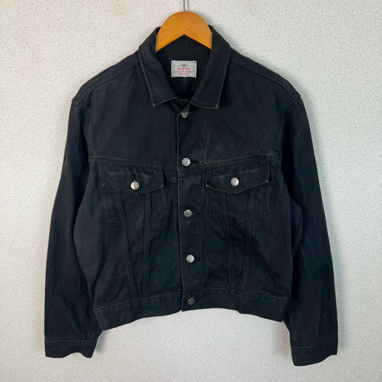 FITTZ フィッツ デニムジャケット 無地 ブラック Lサイズ メンズ 古着 