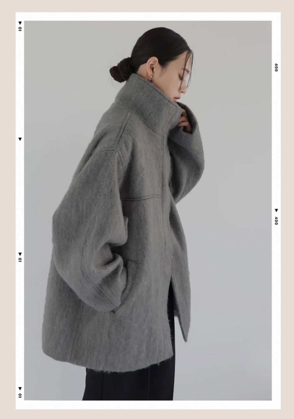 人気 シャギースタンドカラーコート lumier hellam リュミエ - メルカリ