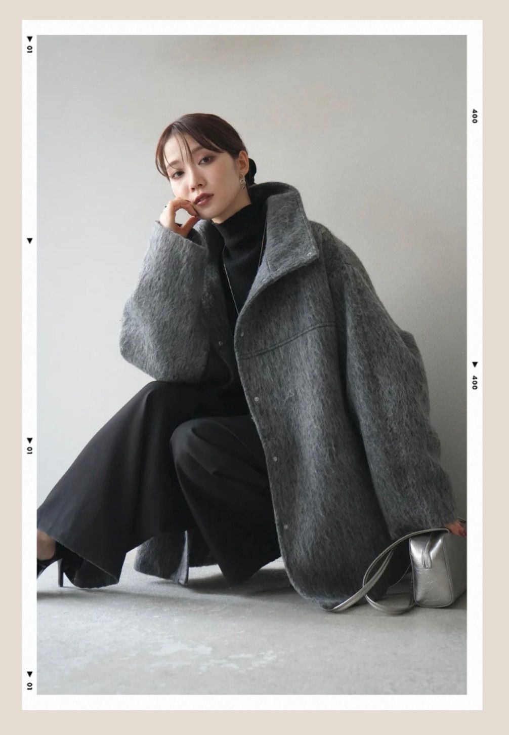 LIAN シャギースタンドカラーコート チャコール lumierリュミエ - メルカリ