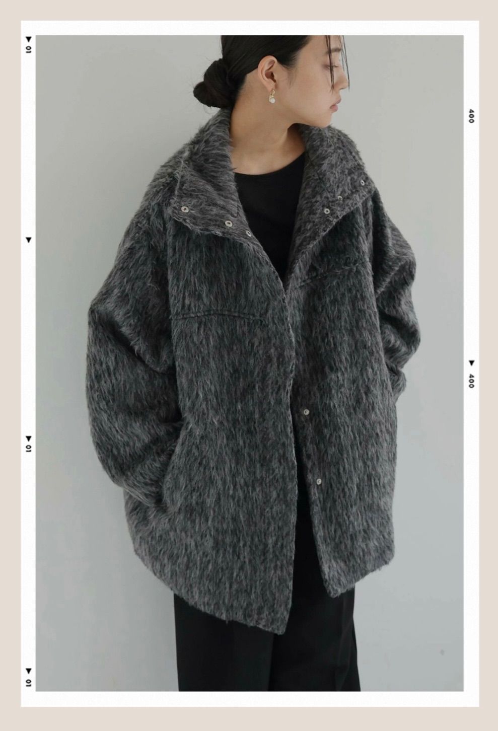 LIAN シャギースタンドカラーコート チャコール lumierリュミエ - メルカリ