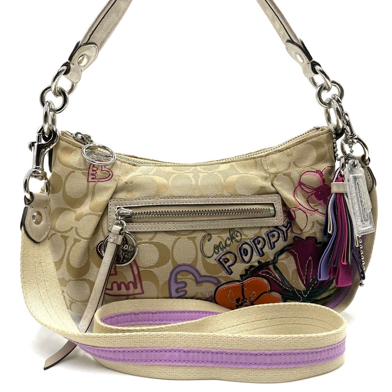 美品○ COACH コーチ 2way ショルダーバッグ ワンショルダー ポピー 