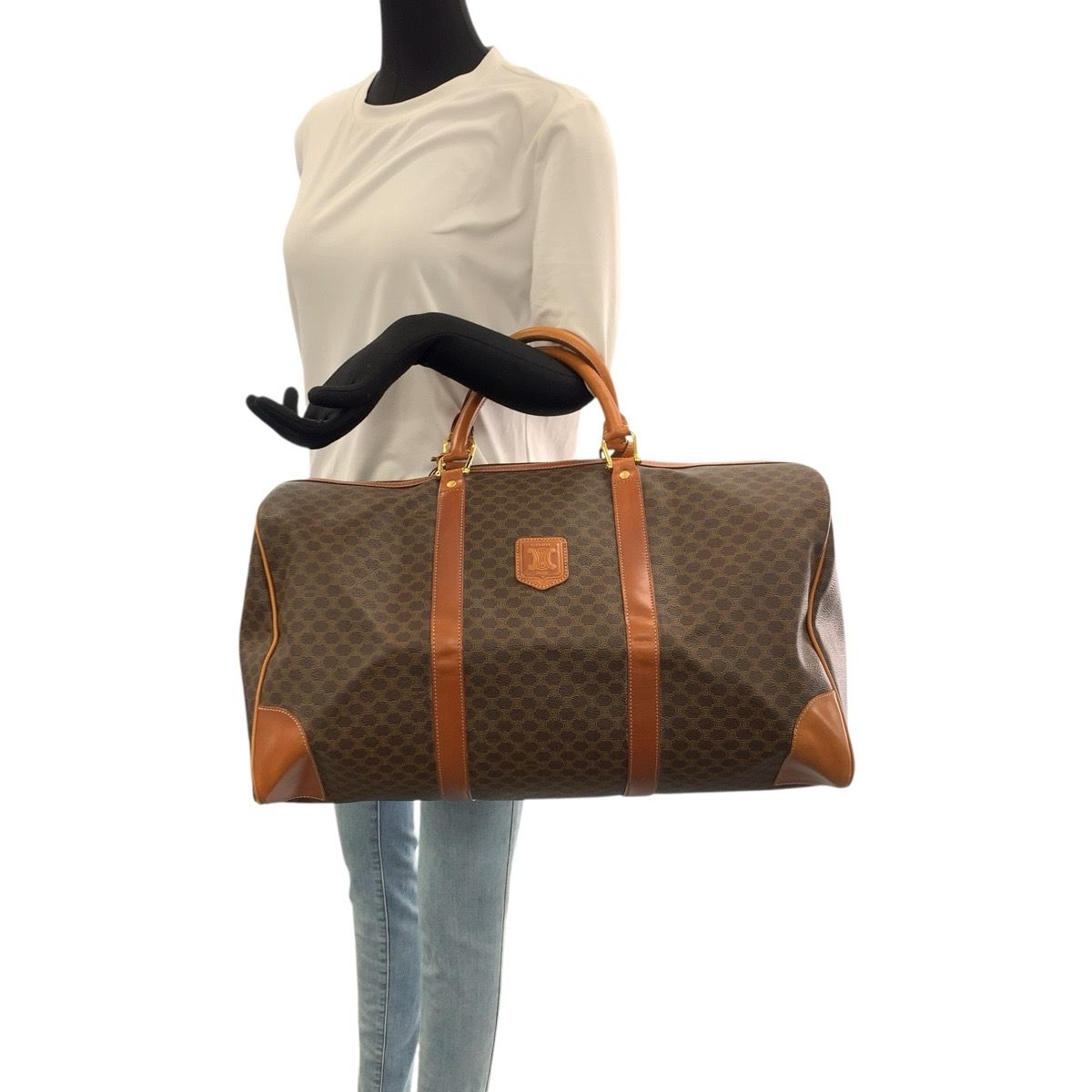 美品 CELINE セリーヌ ヴィンテージ マカダム ブラウン ゴールド金具