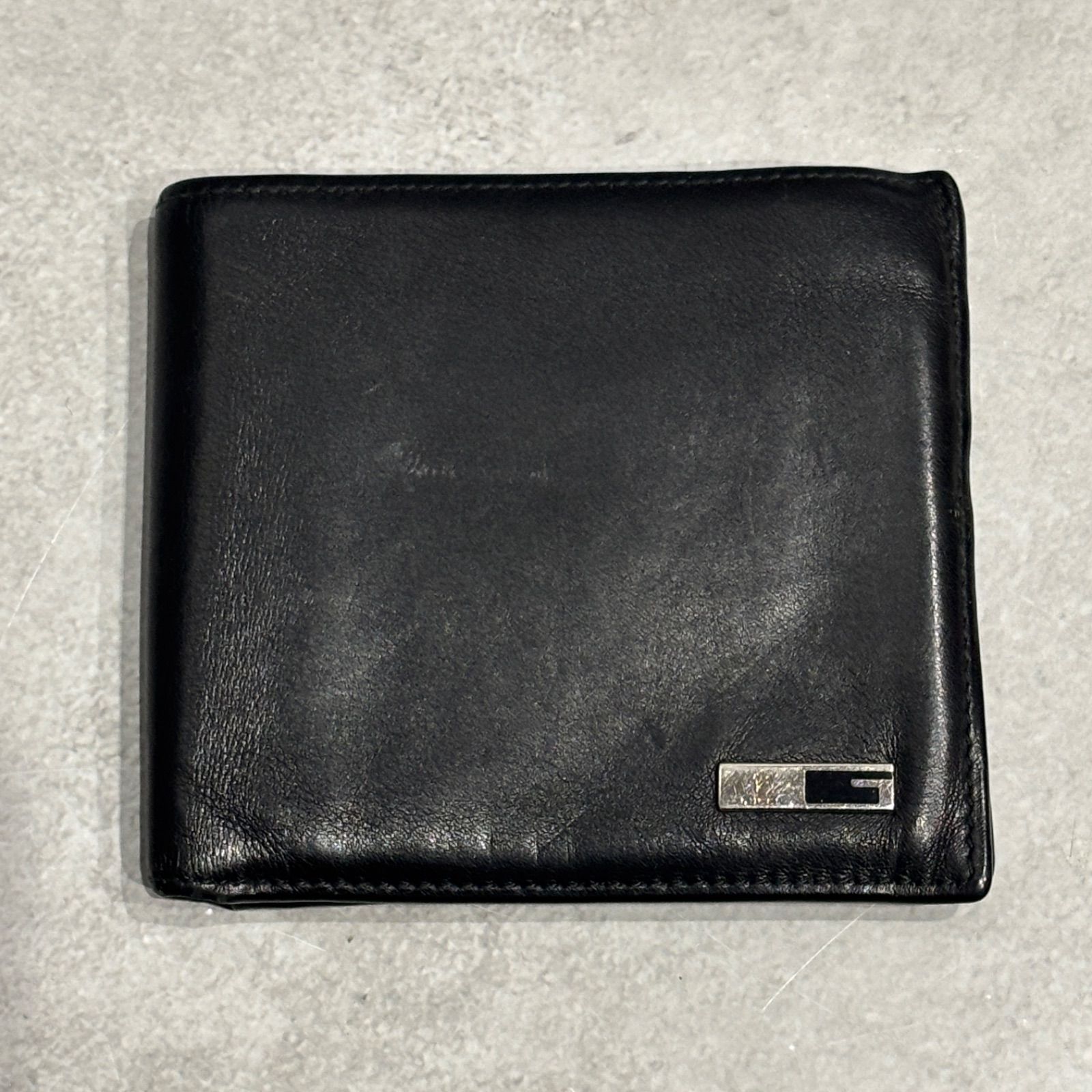 グッチ(GUCCI) GUCCI グッチ 二つ折り財布 ブラック 黒 レザー 本革 