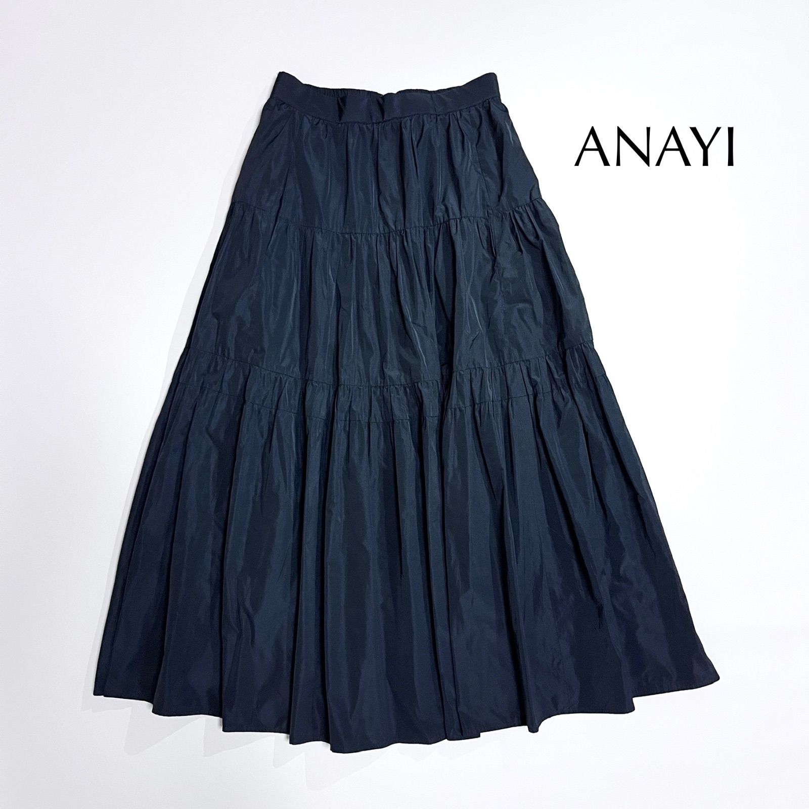 kY104 ANAYI 2023SS シャンブレータフタティアードスカート very 雑誌