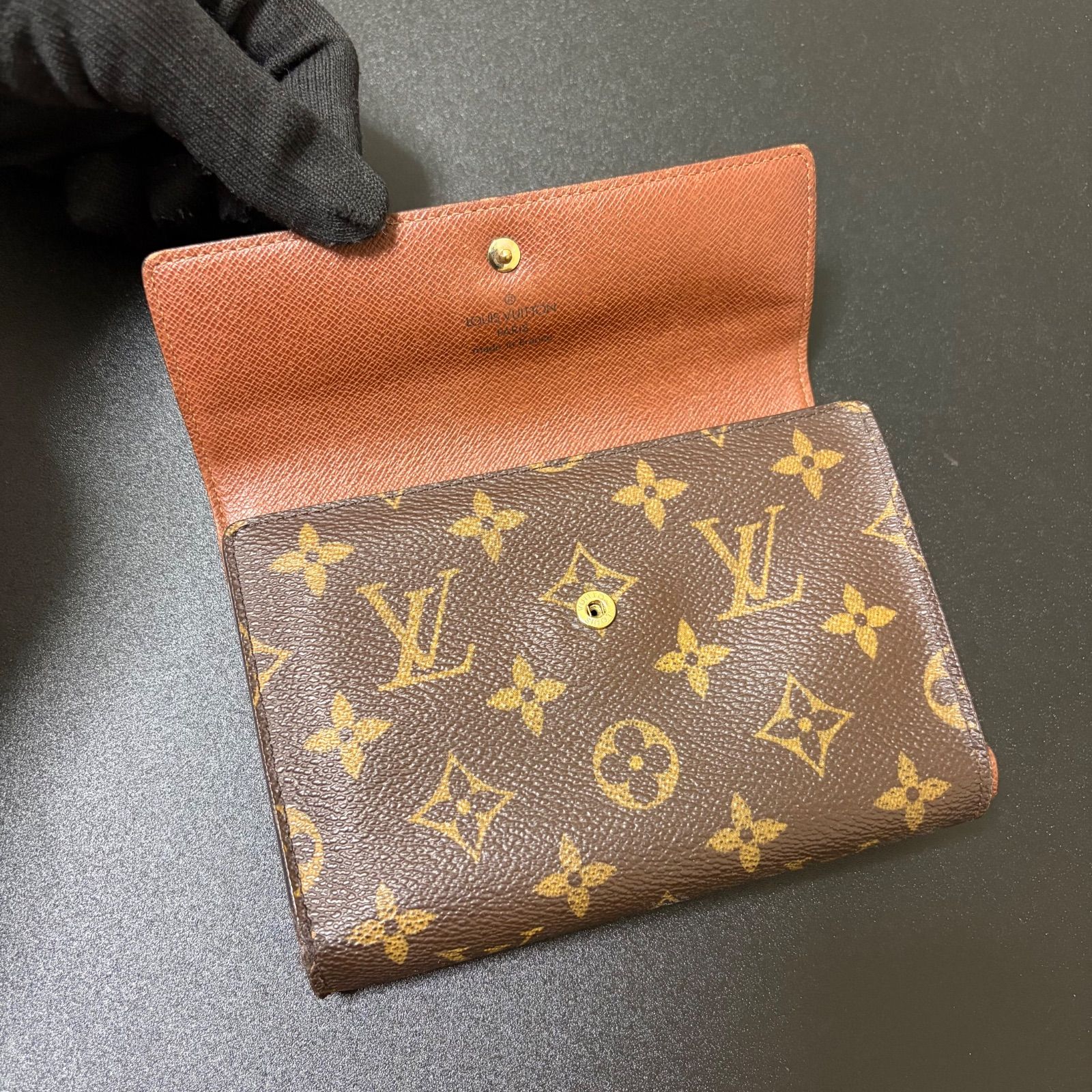 v90 ポルト トレゾール エテュイ パピエ モノグラム 3つ 三つ 折り