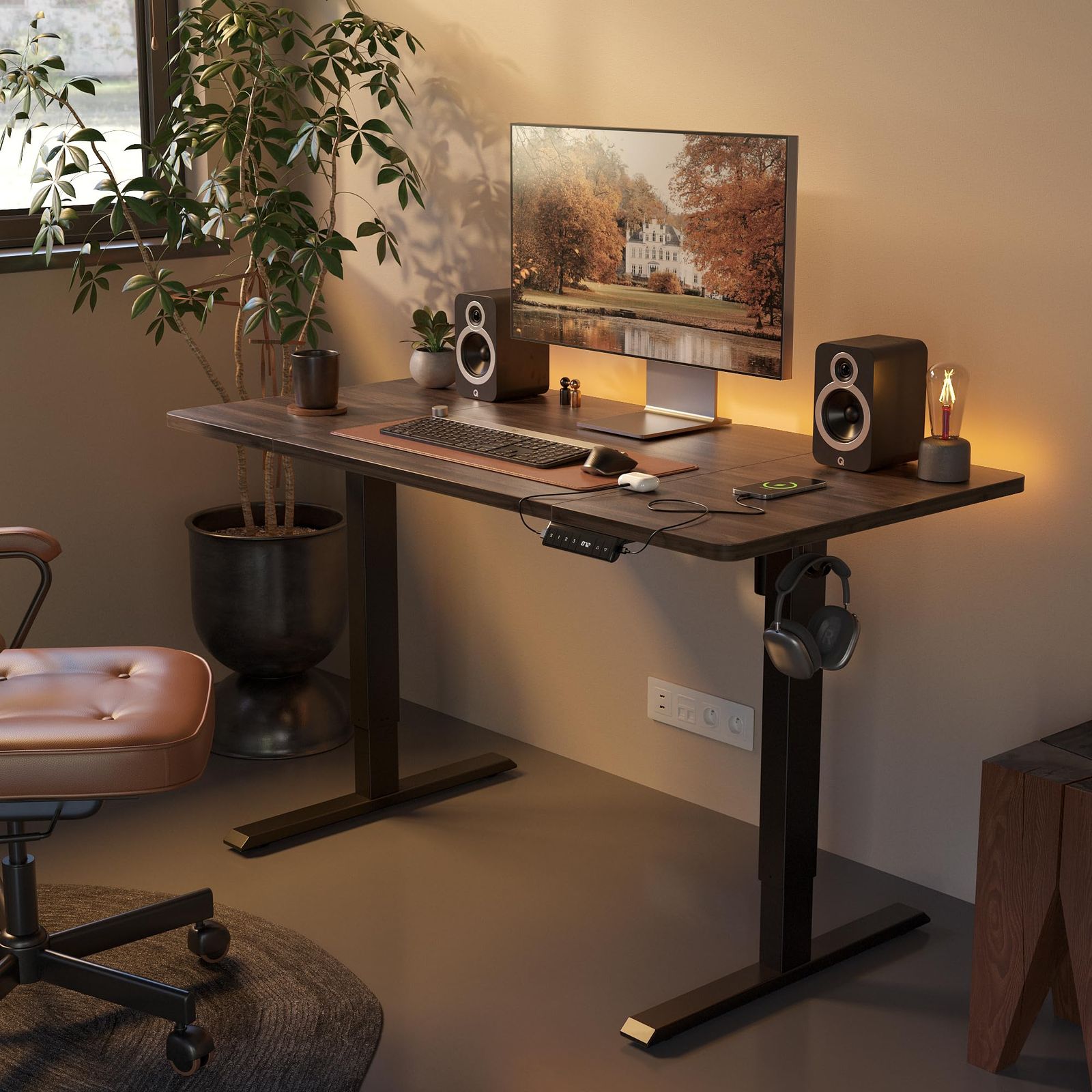 新品 FEZIBO 電動 昇降デスク USB-A/Type-C付き 幅140cm 奥行70cm