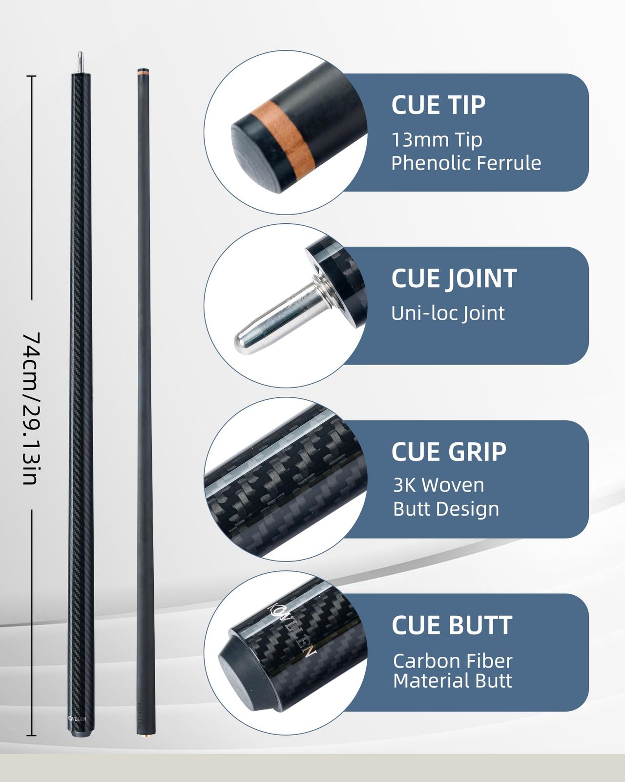 新品 KONLLEN カーボンファイバーブレイクキュー プロフェッショナル