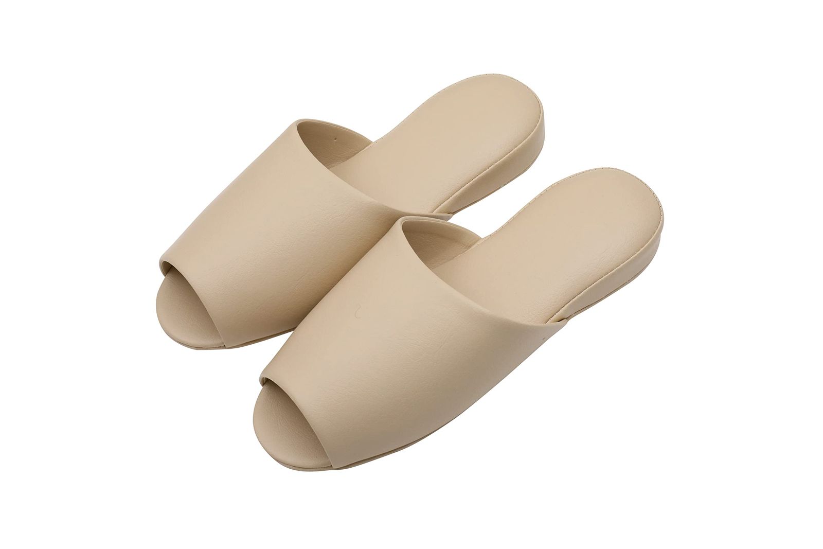 新品 [TOKYO SLIPPER] 前開き 抗菌レザー調 ビニールスリッパ 【10足セット】【抗菌 通気 水拭き可】 厚底 滑り止め付き 男女兼用 ゲストスリッパ 業務用 来客用にもお薦め (M ベージュ medium)