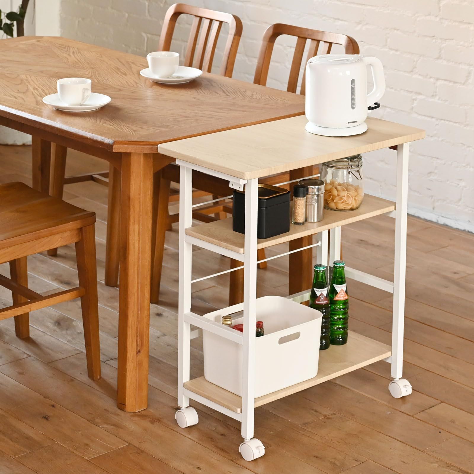 新品 山善(YAMAZEN) ワゴン デスク サイドワゴン キャスター付き 棚板高さ調節 A4ファイル対応 組立カンタン ラック 収納 幅60×奥行30×高さ70cm ナチュラルメイプル/アイボリー CPSR-6030H(NM/IV)