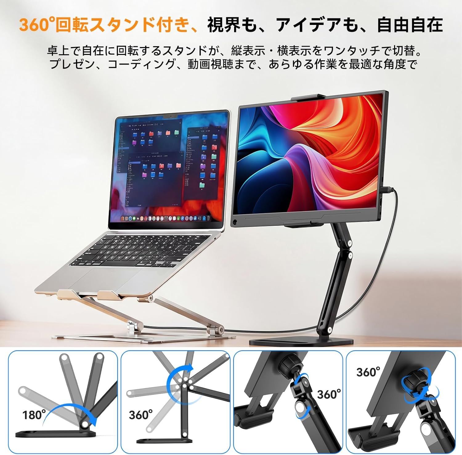 EVICIV モバイルモニター 15.6インチ【卓上スタンド付き】FHD モバイル