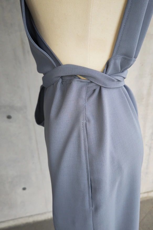 茶道お稽古に最適。羽織って着る「美シルエット」ロングエプロン【4L