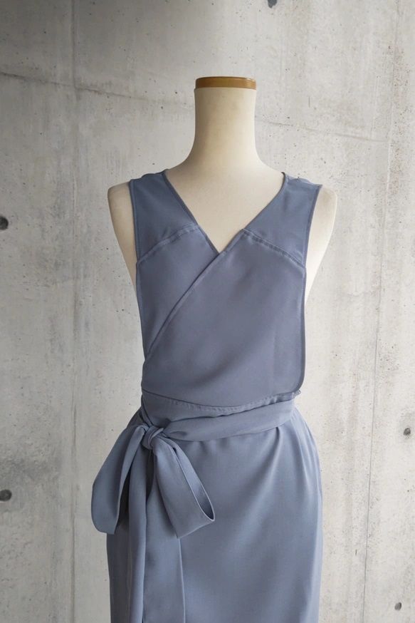 茶道お稽古に最適。羽織って着る「美シルエット」ロングエプロン【7L