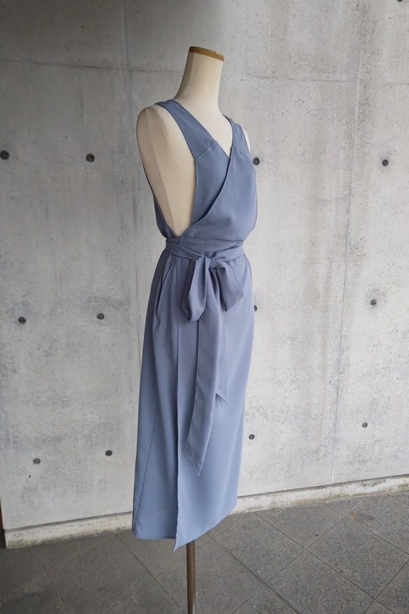 茶道お稽古に最適。羽織って着る「美シルエット」ロングエプロン【7L