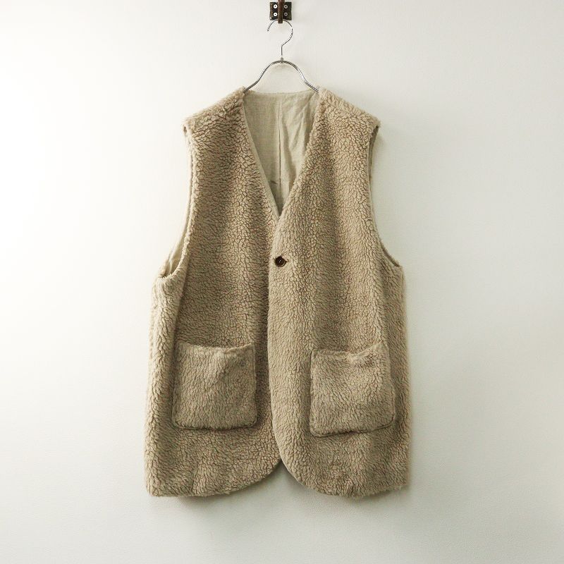 美品 2022AW ネストローブ nest Robe wool boa reversible vest ウールボア リバーシブルベスト F｜ベージュ【2400014834437】 8,513円