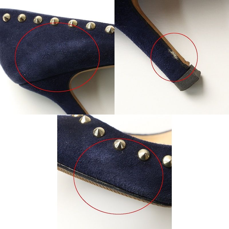 ペリーコ PELLICO スタッズスエードポインテッドトゥパンプス 36