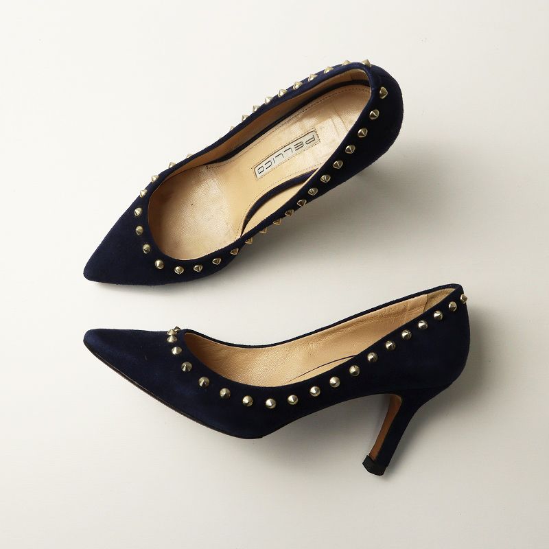 ペリーコ PELLICO スタッズスエードポインテッドトゥパンプス 36
