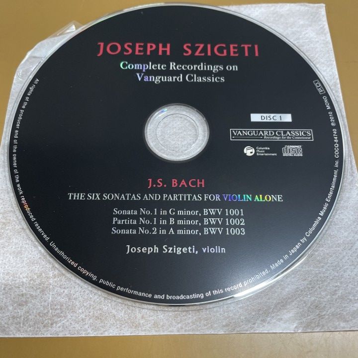 ヨーゼフ・シゲティ(vn)】 CD； ヴァンガード・コレクション ヴァン