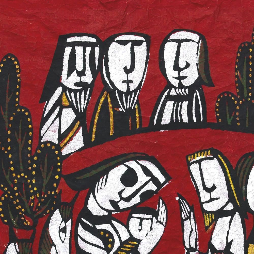 真作】【WISH】渡辺禎雄 型染版画 15号大 大作 1972年作 直筆サイン