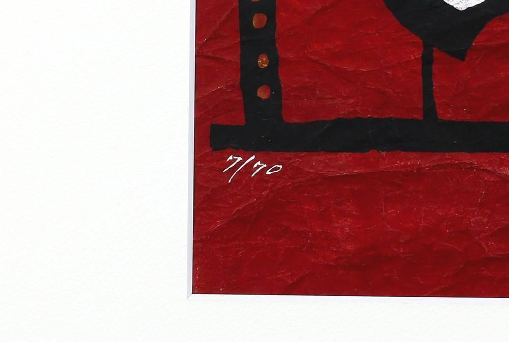 真作】【WISH】渡辺禎雄 型染版画 15号大 大作 1972年作 直筆サイン