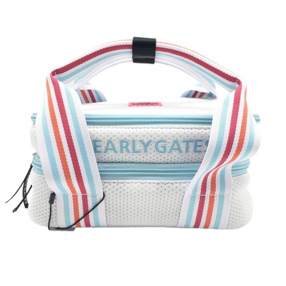 パーリーゲイツ 保冷カートバッグ 白×ライトブルー 二層式 バニティ型 メッシュ調 ロゴ刺しゅう ゴルフ PEARLY GATES